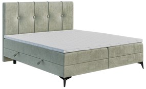 Manželská posteľ Boxspring 200 cm Roseann (svetlobéžová) (s matracom a úl. priestorom). Vlastná spoľahlivá doprava až k Vám domov. 1054612