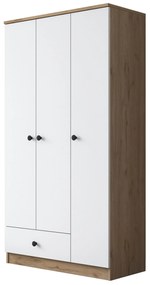 Šatní skříň BA 117 90 cm ořech/bílá