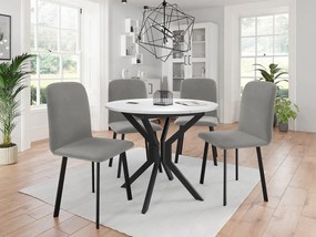 Jedálensky set so 4 stoličkami Kirtore M 90, Farby:: Amor Velvet 4321, Farby:: biela / čierna