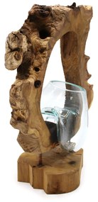 Roztavené sklo na dreve - Umelecká váza