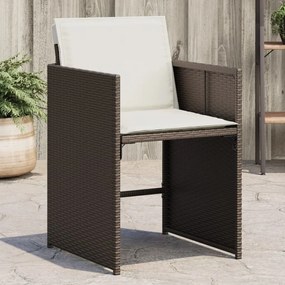 Záhradné stoličky s podložkami 4 ks, hnedé, polyratan 4007458