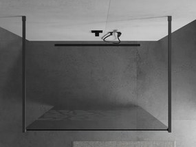 Mexen Kioto, sprchová zástena Walk-In 100 x 200 cm, 8mm číre sklo biely vzor, grafitový profil, 800-100-002-95-85