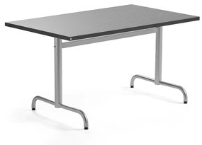 Stôl PLURAL, 1200x800x720 mm, linoleum - tmavošedá, strieborná