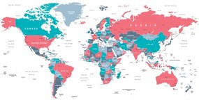 Obraz na korku mapa sveta s pastelovým nádychom