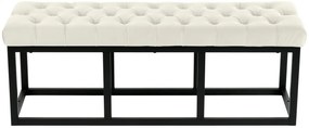 Lavica Polson - zamat, čierny rám 120 cm - Krémová