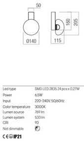Redo 01-3240 - LED Nástenné svietidlo SINCLAIR LED/6,5W/230V CRI 93 IP21 čierna