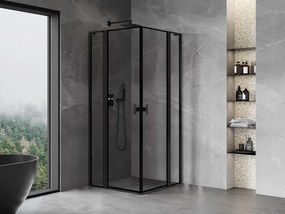 Mexen, Mexen Mist L Duo sklápací sprchový kút 100 x 100 cm, čierny rám - 8A4L-100L-100P-70-70