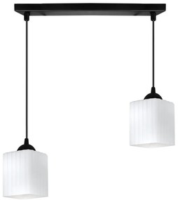 Závesné svietidlo Riffle Square, 2x biele sklenené tienidlo, b