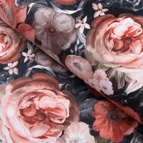 Biante Zamatový štvorcový obrus Tamara TMR-018 Červené kvety 40x40 cm