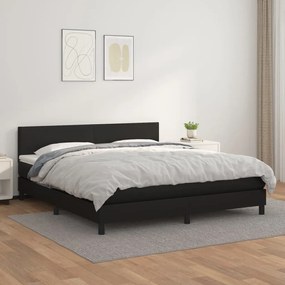 Boxspring posteľ s matracom čierna 160x200 cm umelá koža 3141011