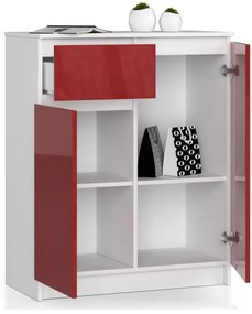 Komoda K80 2D 1SZ CLP červená lesk
