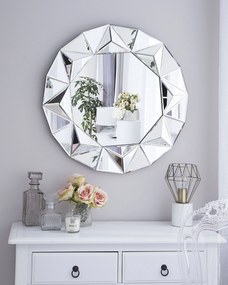 Nástenné zrkadlo ø70 cm strieborné HABAY Beliani