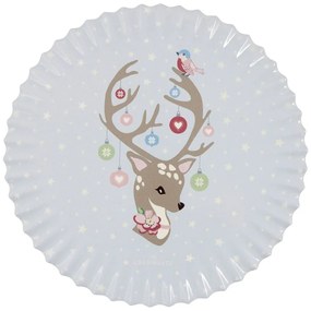 Modrý vianočný podnos Green Gate Dina, ø 20 cm