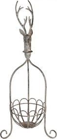 Šedo-hnedý antik kovový košík jeleň Deer - 28*28*68 cm