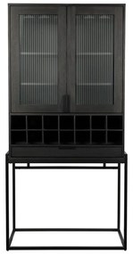 Čierna vinotéka z dubového dreva pre 20 fliaš, 89x181 cm Travis – Zuiver