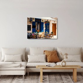 Sklenený obraz - Grécke posedenie (70x50 cm)