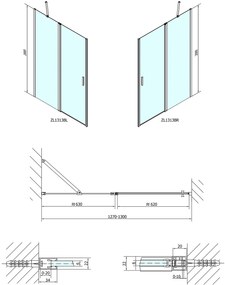 Polysan Polysan, ZOOM LINE BLACK sprchové dvere 1300mm, číre sklo, ZL1313B