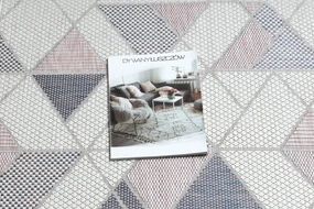 Koberec, behúň SISAL SION Geometrický, Trojuholníky 3006 ecru / ružová