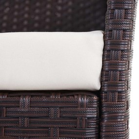 Polyratanová záhradná lavica Halden - melírovaná hnedá, vankúš krémová