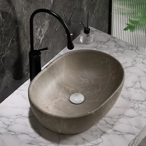 BPS-koupelny Keramické umývadlo na dosku HYD-NO-MAR9-480 48x34,5 cm, béžový mramor