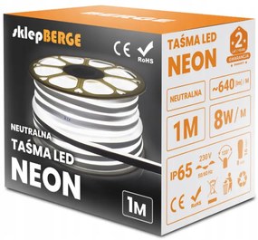 ECOLIGHT LED pásik NEON - 230V - 1m - 8W / m - IP65 - neutrálna biela