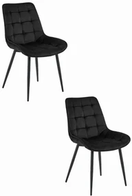 Set dvoch jedálenských stoličiek BERA zamatové čierne / čierne nohy (2ks)