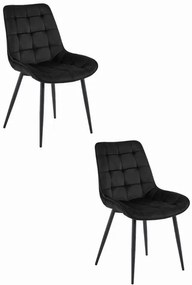 Set dvoch jedálenských stoličiek BERA zamatové čierne / čierne nohy (2ks)