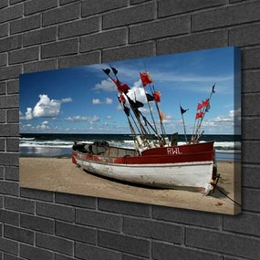 Obraz na plátne More pláž loďka krajina 100x50 cm
