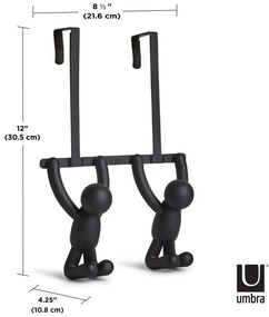 Čierny plastový vešiak na dvere 22 cm Buddy - Umbra