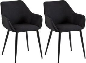 Set 2 jedálenských stoličiek látka Vessa - čierna