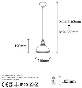 Závesné svietidlo v bronzovej farbe s kovovým tienidlom ø 21 cm Varzan – Opviq lights