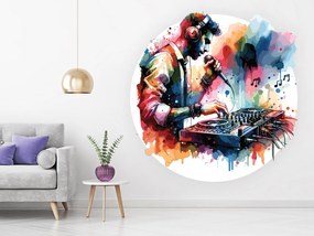 Mixujúce DJ textilní prelepiteľná nálepka na stenu list 75 x 75 cm
