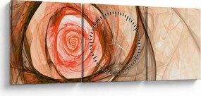 Obraz - Abstraktné ruže ružová s bielym pozadím (s hodinami) (90x30 cm)