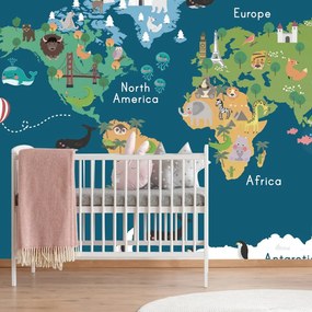 Samolepiaca tapeta náučná mapa sveta pre deti
