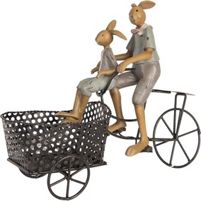 Dekorácia králiky na bicykli s košíkom - 28*12*23 cm