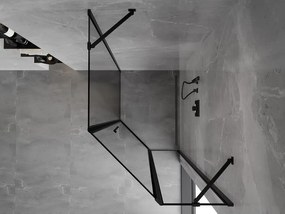 Mexen Mist, päťuholníkový sprchový kút, pravý 90 x 100 cm, číre sklo-čierny rám, 8A8-090-100-70-70-P