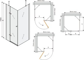 Mexen Roma, sprchovací kút s 1-krídlovými dverami 80 (dvere) x 80 (stena) cm, 6mm číre sklo, čierny profil, slim sprchová vanička 5cm biela s čiernym sifónom, 854-080-080-70-00-4010B