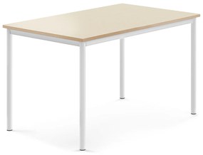 Stôl SONITUS, 1200x800x720 mm, HPL - breza, biela