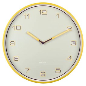 Dizajnové nástenné hodiny Karlsson 6013BY žlté,priemer 40 cm