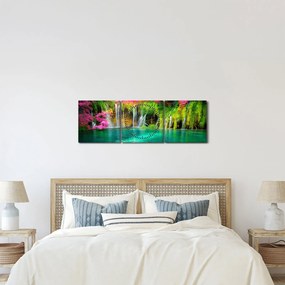 Obraz - Vodopád, Plitvické jazerá, Chorvátsko (s hodinami) (90x30 cm)