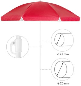 Plážový slunečník Cyprusa 200 cm červený