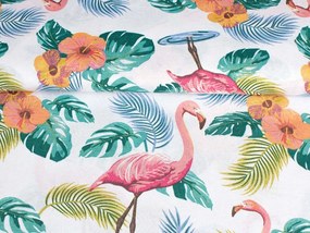 Biante Dekoračný záves Leona LN-018 Plameniaky a tropické rastliny 130x140 cm