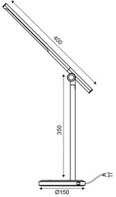 ACA DECOR LED stmievateľná stolná lampička DEGAS 7W/230V/CCT/300Lm/120°/IP20, USB port, čierna