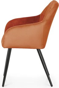 Sada šiestich jedálenských stoličiek LUXANO zamatové, medené / čierne nohy (6 ks)