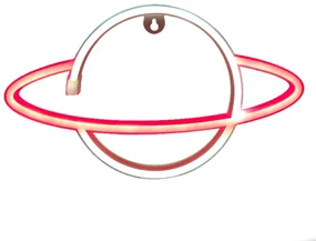 ACA Lighting Neónová lampička - Saturn, 3x AA batérie / USB kábel, IP20, červená + biela farba