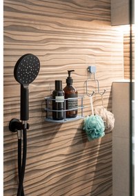 Svetlomodrá samodržiaca kovová kúpeľňová polička Grena – Compactor