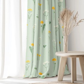 Goldea bavlnený záves - lúka na zelenej režnej 140x150 cm