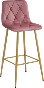 Barová stolička NADO zamatová, tmavoružová / hnedá