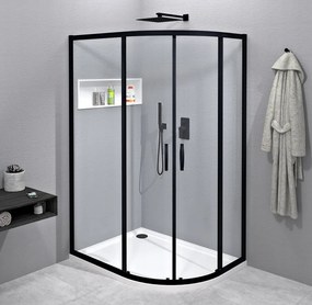 Gelco, SIGMA SIMPLY BLACK štvrťkruhová sprchová zástena 900x900mm, R550, číre sklo, GS5590B