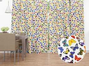 Biante Dekoračný záves Leona LN-062 Farebné motýliky na bielom 130x210 cm